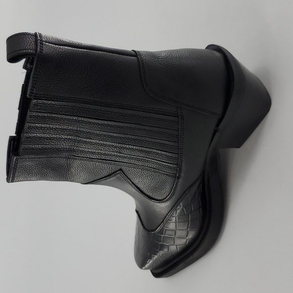 Topshop Men's Black Leather Cowboy Western Boots Size 7 Wide Width - Picture 3 of 9
